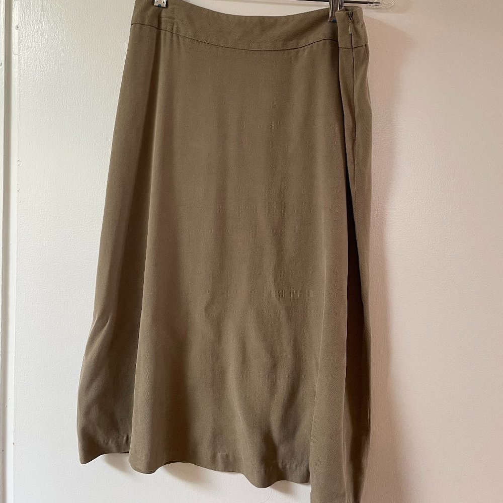 Kate Hill Womens Casual Solid Midi Skirt Tan
